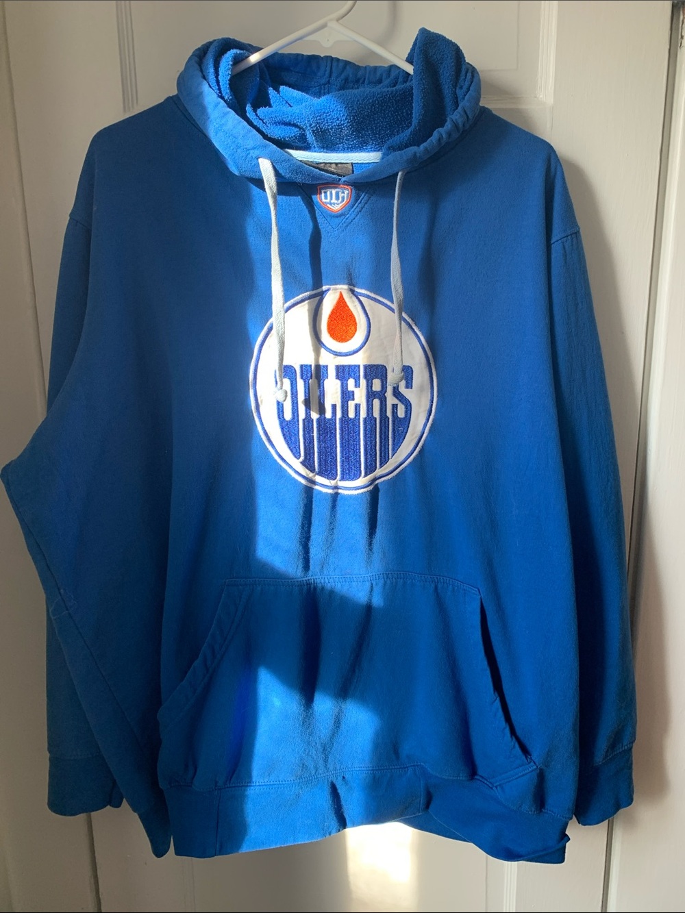 NHL Edmonton Oilers Royal Blue Pullover Hoodie with Orange & White Logo
